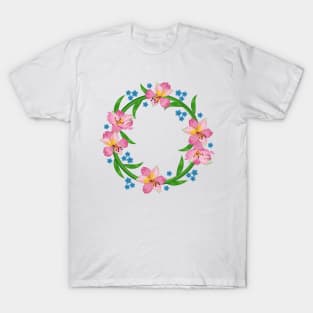 Alstroemeria Floral Spring Wreath T-Shirt